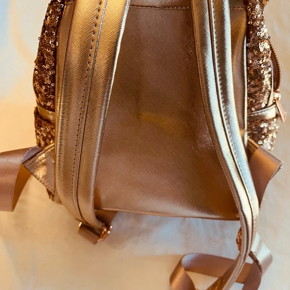 Disney Parks Loungefly Rose Gold Sequined Mini Backpack